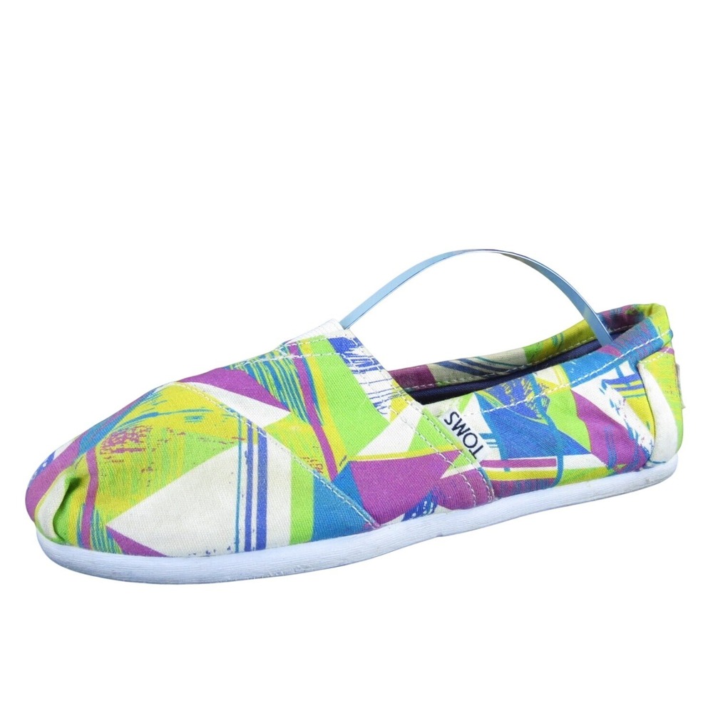 TOMS Slip On Shoes Colorful Geometric Print Casual Comfort Size 6.5